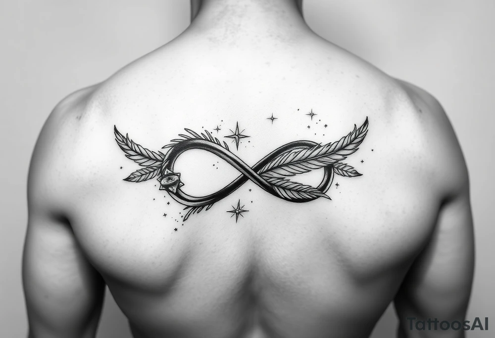 infinity symbol woven with floating feathers and stardust tattoo idea infinity symbol woven with floating feathers and stardust tattoo idea