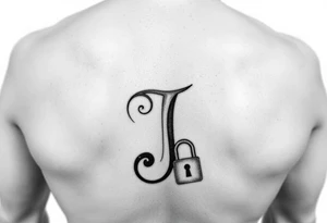 J initial with lock & key tattoo idea