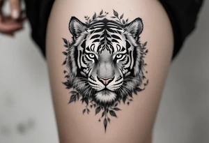 力 (lì, “strength”) in dark gray pairs with a tiger to emphasize inner and outer power. tattoo idea