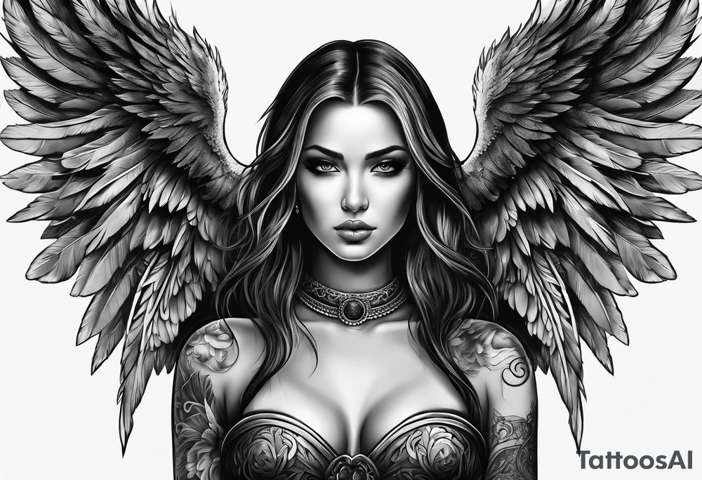 Female dark angel tattoo idea
