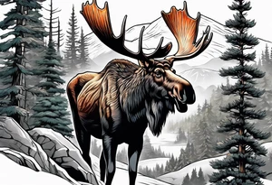 moose mountain forest tattoo idea