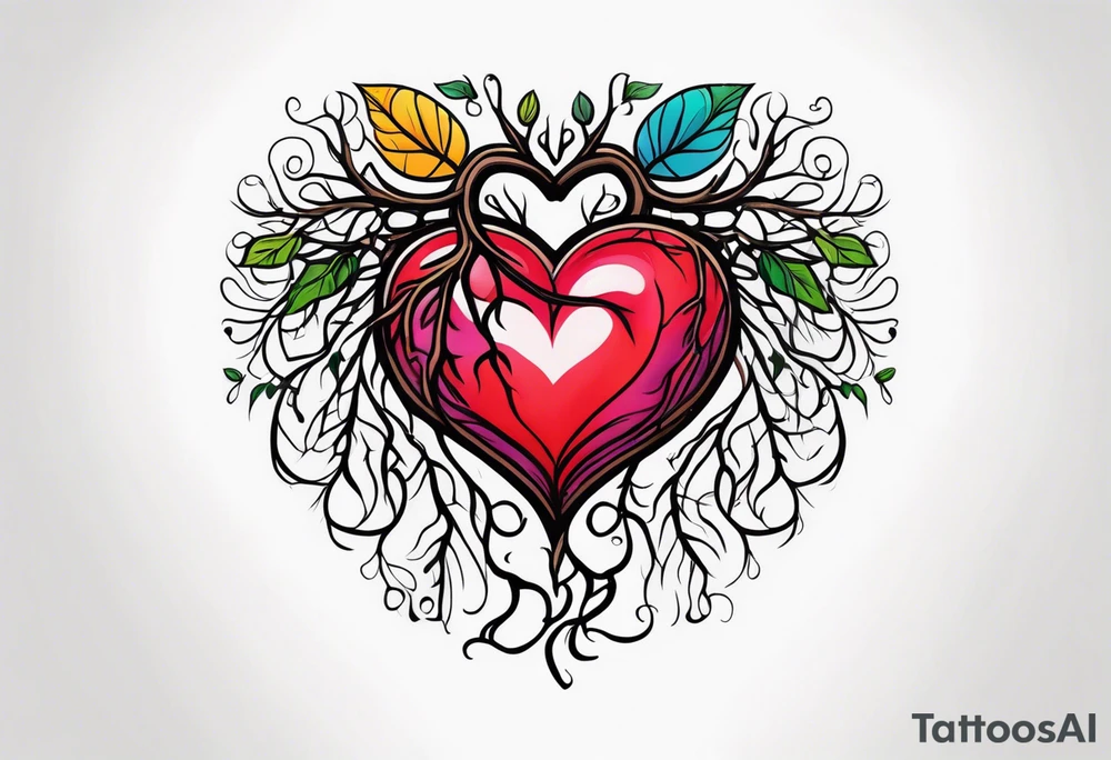 Heart with roots tattoo idea