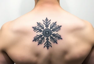 A snowflake on Blue backround and the name „Berfin“ in it tattoo idea