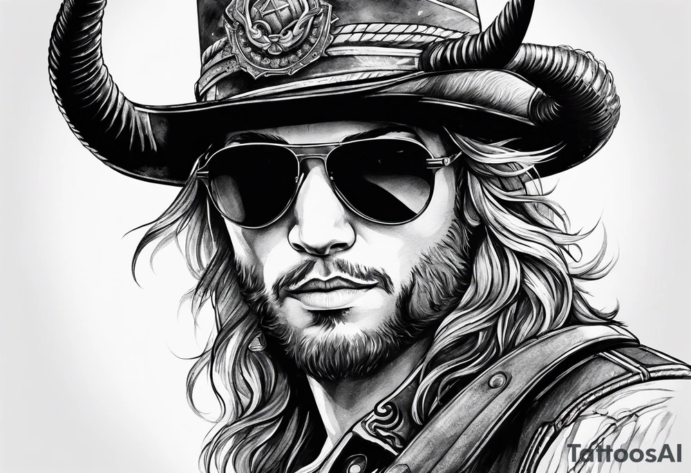 capricorn with sunglasses and shotgun tattoo idea