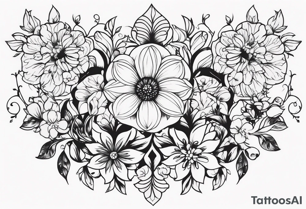 ornaments of flowers tattoo idea
