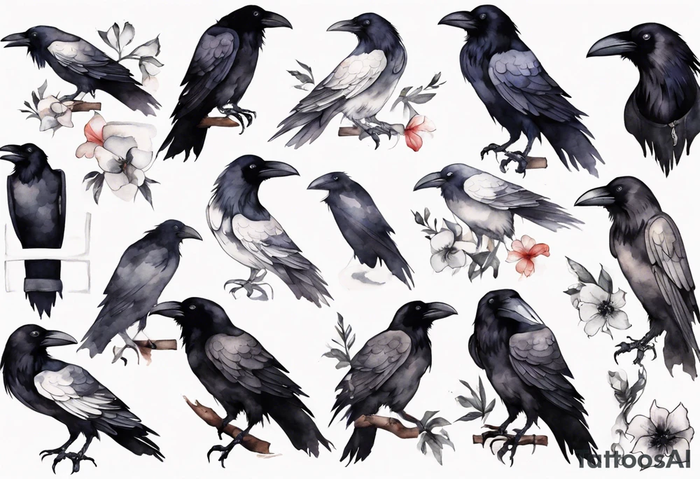 raven wearing a white band tattoo idea