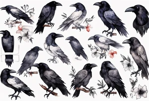 raven wearing a white band tattoo idea
