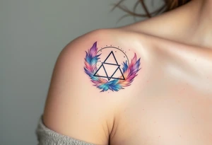 A triquetra surrounded by angelic feathers, symbolizing divine protection and purity. tattoo idea