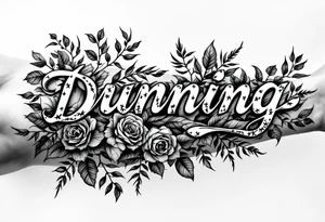 Dunning, with big jungle leaves, roses,palm trees tattoo idea