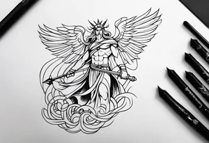 Forearm tattoo god of justice tattoo idea