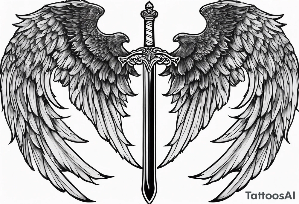 Sword with angel wings tattoo idea
