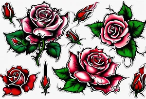 bleeding rose flower without stem flowers and only thorns tattoo idea