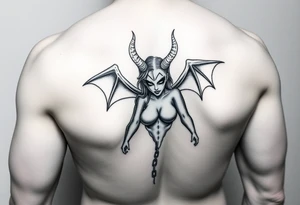 Demonic succubus with chains tattoo idea