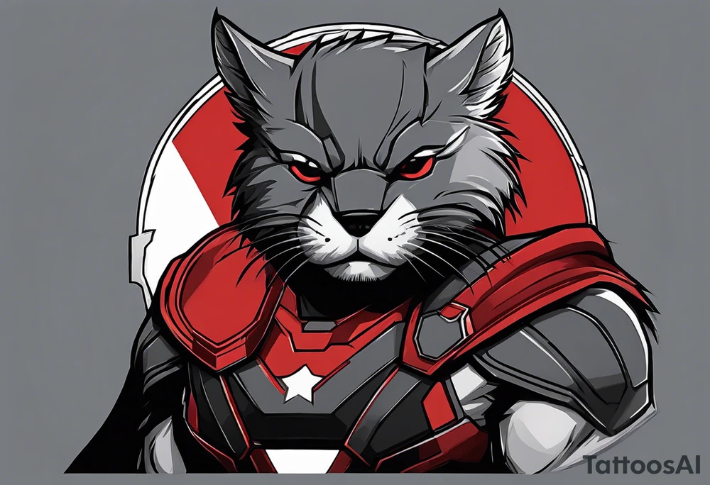 I want to change Avengers Team characters with animals. Hulk will be Badger, Thor will be Alpha Grey Wolf, Captain America will be Bull, Iron Man will be Canary, Black Widow will be Axolotl, Hawk Eye will be Sudan Plated Lizard and Nick Fury will be Cat. tattoo idea