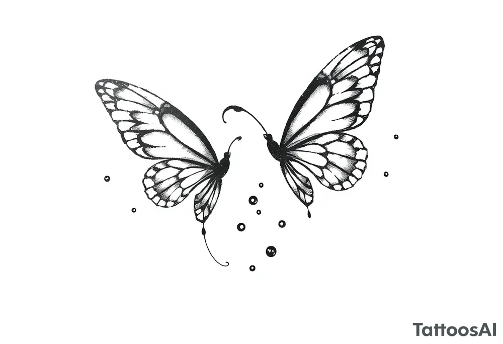 Simple butterflies with lots of sparkles and some bubbles tattoo idea