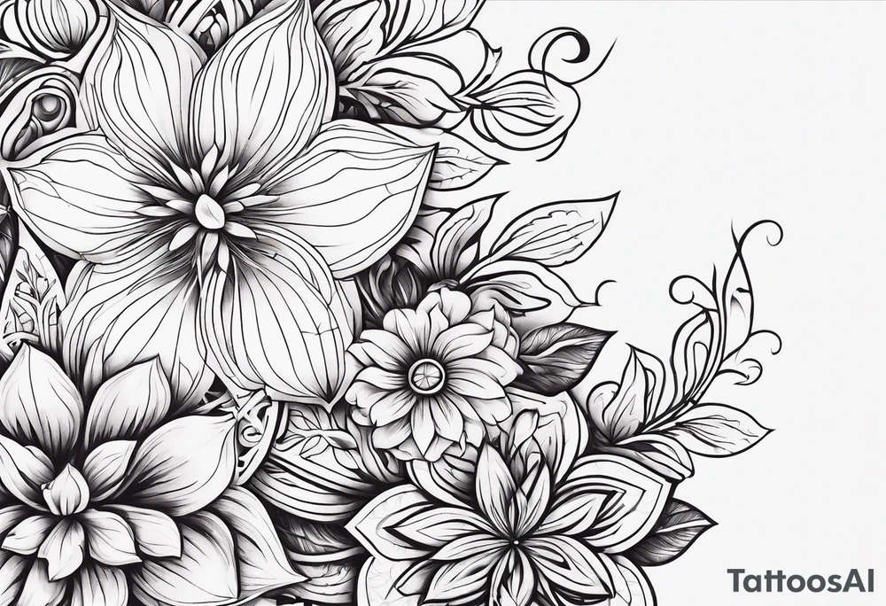 ornaments of flowers tattoo idea