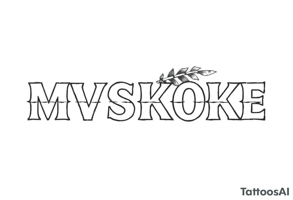 The word “MVSKOKE” shaded with Native American print tattoo idea