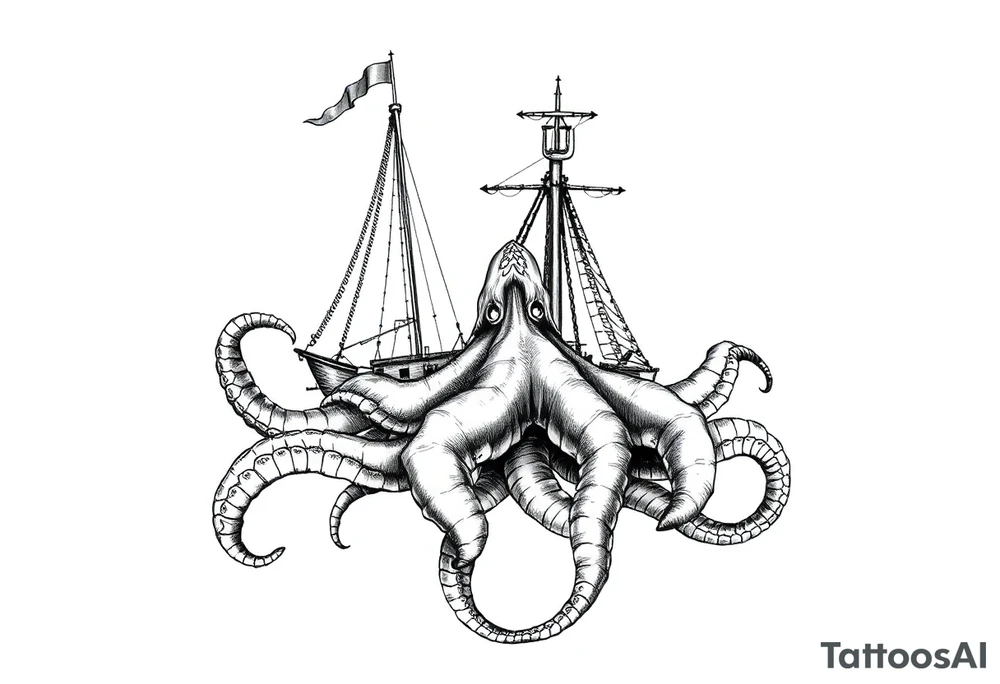 Queen Anne's Revenge with a kraken tattoo idea