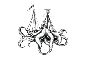 Queen Anne's Revenge with a kraken tattoo idea