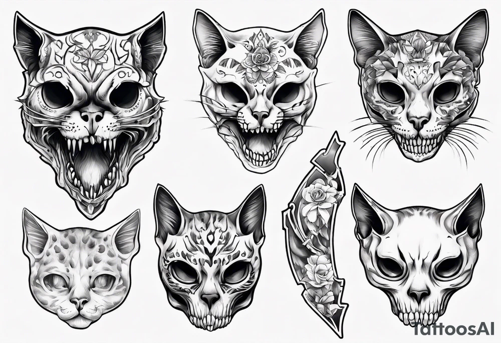 cat skull tattoo idea