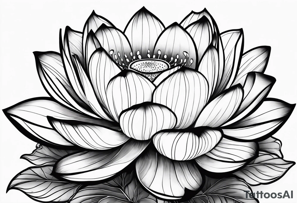 a masculine line drawing of a lotus flower tattoo idea