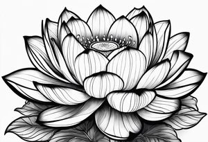 a masculine line drawing of a lotus flower tattoo idea