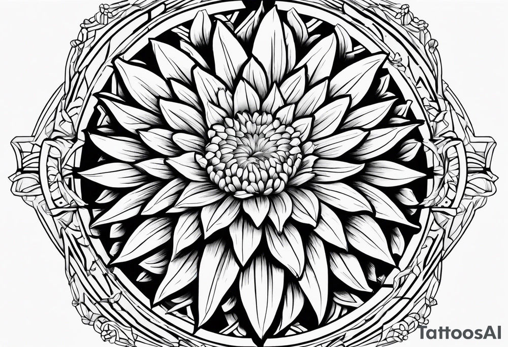 aster flower with roman numerals IX-VI-LVII tattoo idea