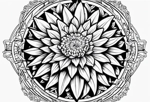 aster flower with roman numerals IX-VI-LVII tattoo idea