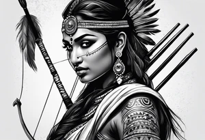 tribal indian couple with bow and arrows tattoo idea