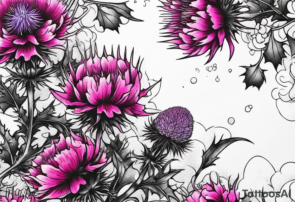 Thistles and cherry blossoms rapping around each other tattoo idea