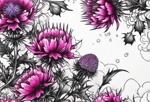 Thistles and cherry blossoms rapping around each other tattoo idea