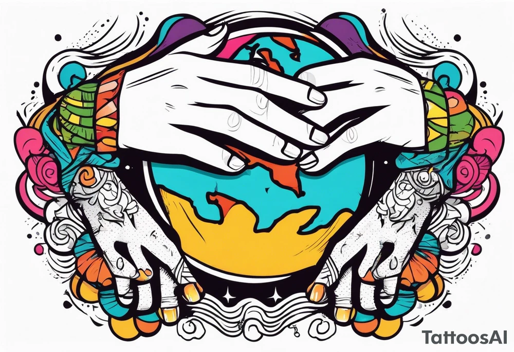 Strong hands holding world tattoo idea