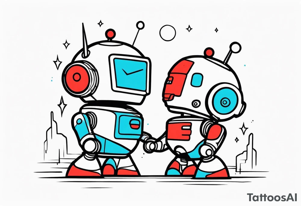 Kissing robot tattoo idea