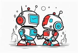Kissing robot tattoo idea