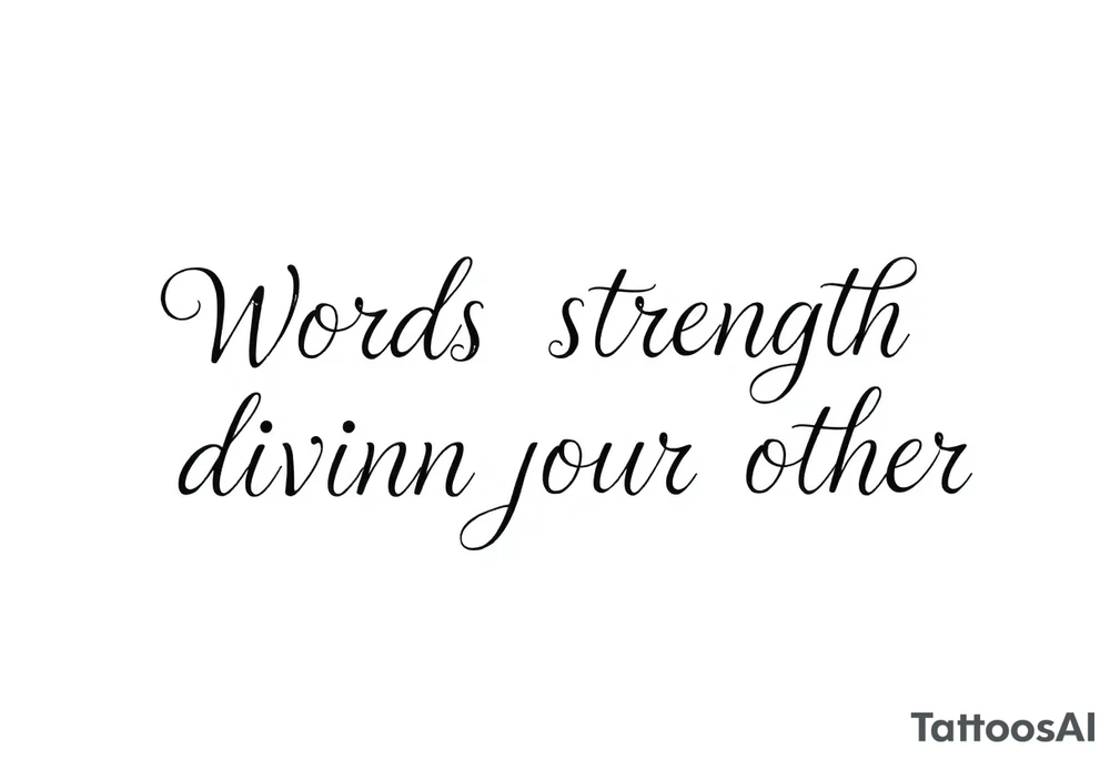 Words strength and divinity on top of each other tattoo idea Words strength and divinity on top of each other tattoo idea
