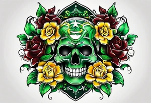The number 24 with colors green, yellow, maroon and black tattoo idea