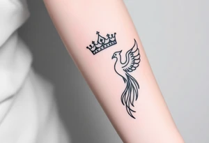 Crown and a phoenix tattoo idea