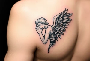 Angel whispering into ear tattoo idea