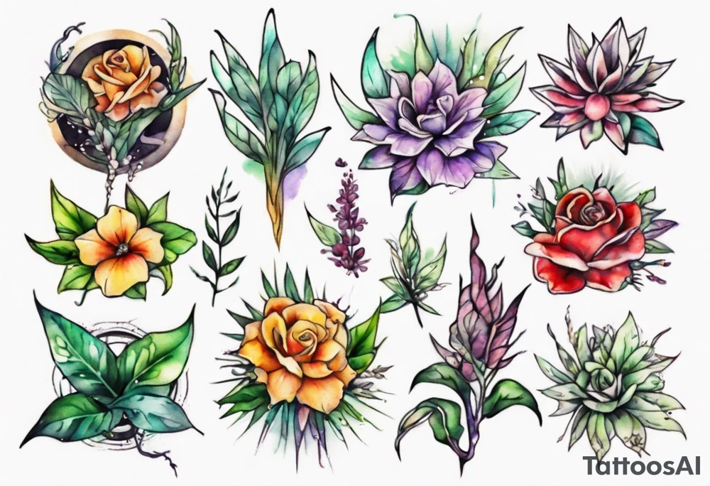 Power with plants tattoo idea