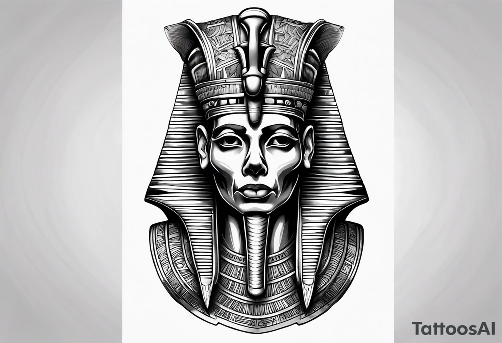 pharaoh skull realistic tattoo idea