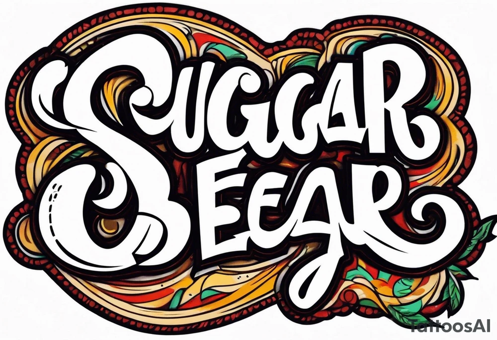Sugar Bear in Italic script tattoo idea