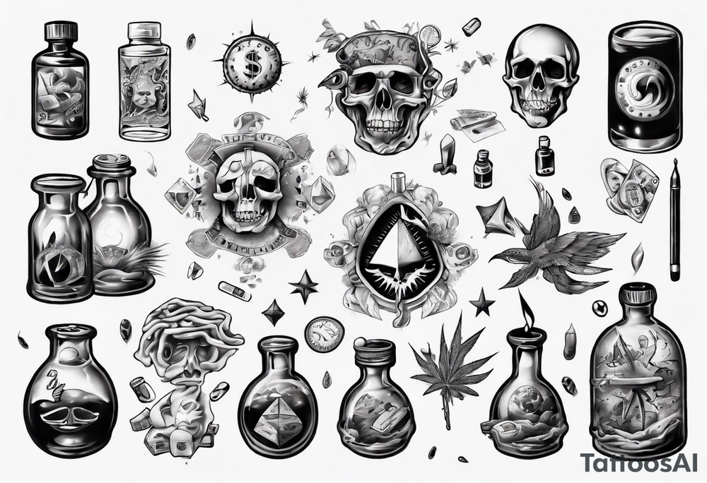 drugs and money tattoo idea