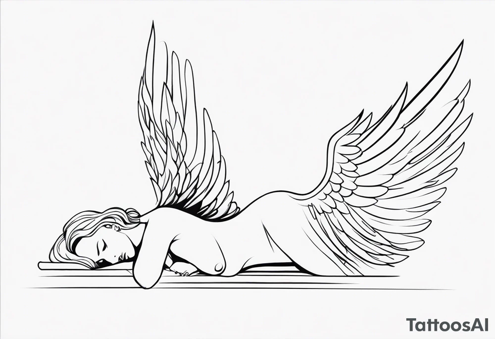 Angel laying down tattoo idea
