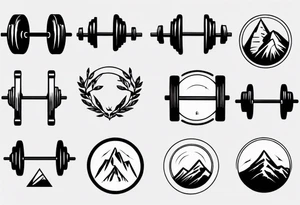 barbell, cycle, mountain tattoo idea