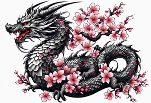 A cherry blossom dragon tattoo idea