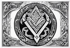 Sword shield dragon Valhalla valknut tattoo idea