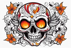 Ghost of skull that is red and orange tattoo idea