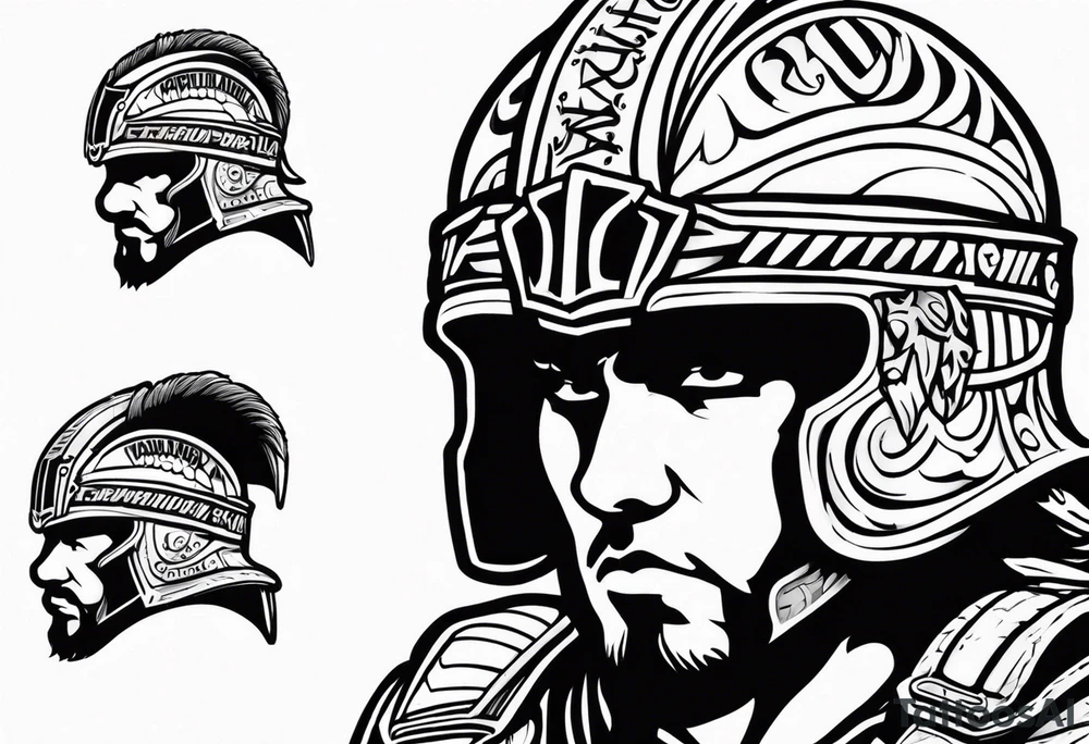 Valhalla  warrior soldier helmet tattoo idea