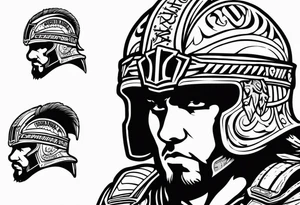 Valhalla  warrior soldier helmet tattoo idea