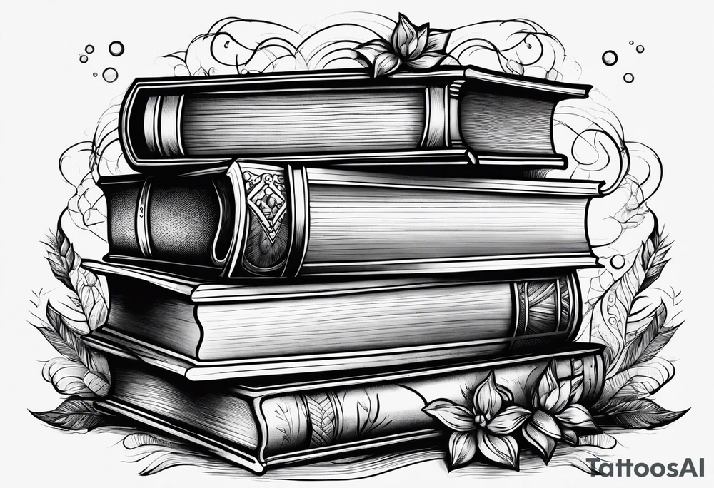 Stack of books tattoo idea